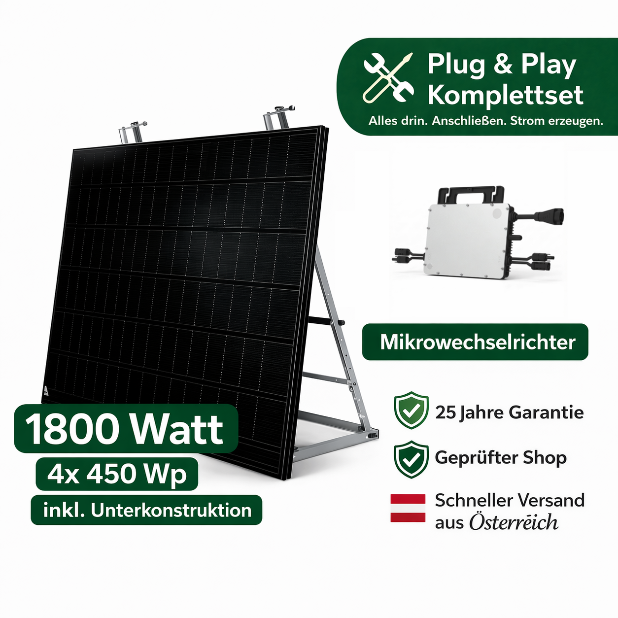 Premium Balkonkraftwerk XXL Komplettset (1800W)